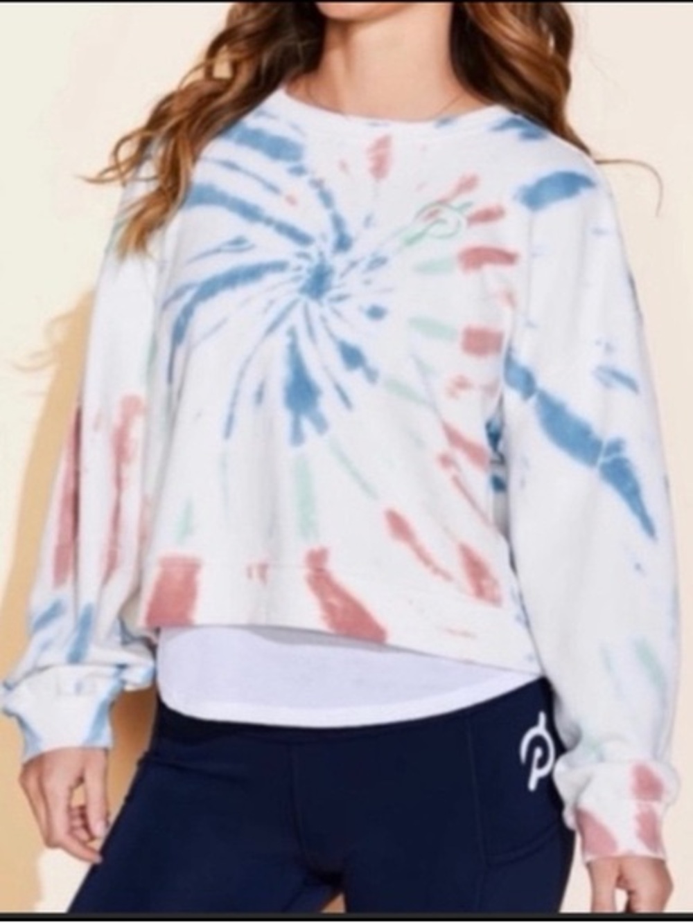 Peloton Tie-Dye Crewneck Sweatshirt, Cropped Relaxed Fit, Women's Medium